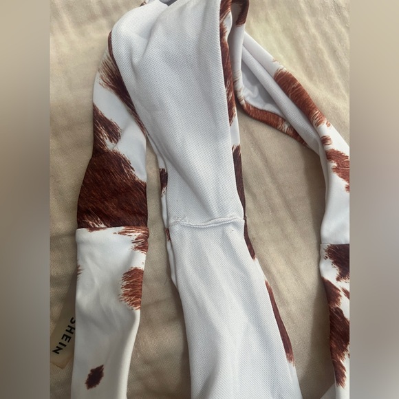 Womens Bikini Bottom Size Small White Brown Cheeky Swimwear - Picture 3 of 5